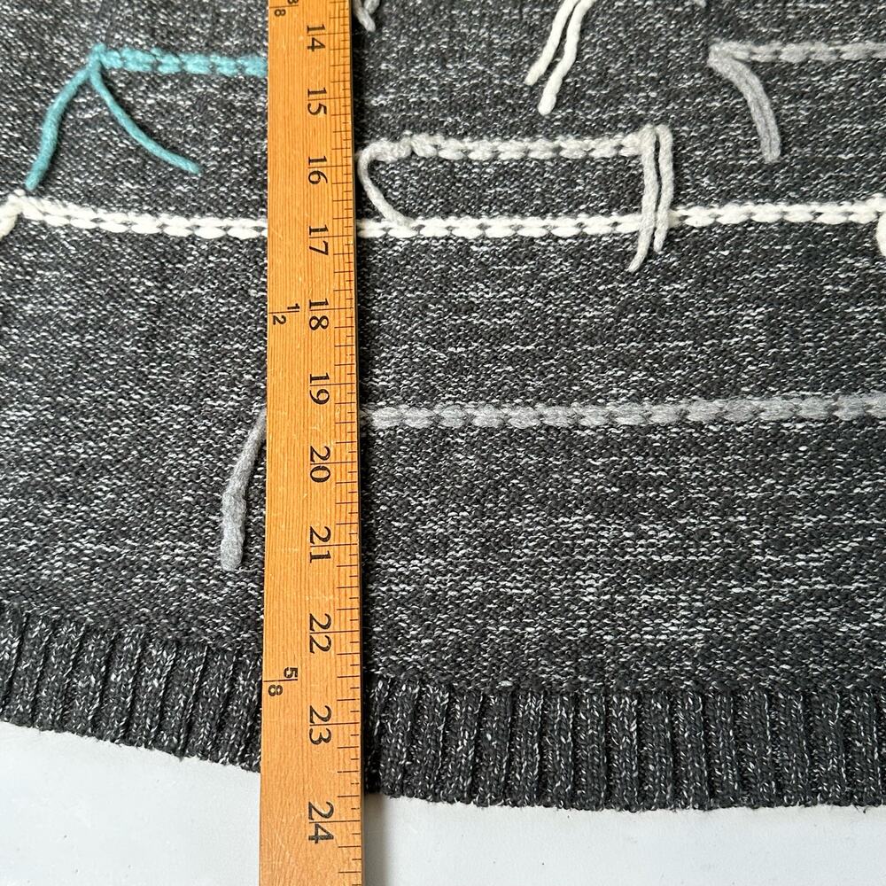 J Jill Sweater Womens Extra Small Gray PureJill Embroidered Knit Boho Artsy Wool - Picture 12 of 14